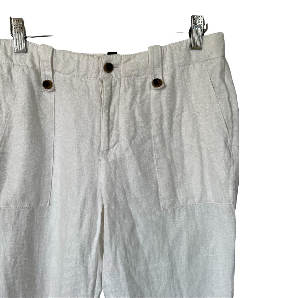 J crew  womens Linen hayden kickout crop pants white size 2 - Picture 3 of 10